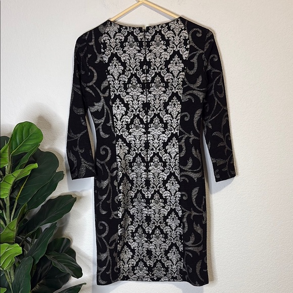 ANTONIO MELANI Black and Silver Long Sleeve Dress 2 - Picture 5 of 6
